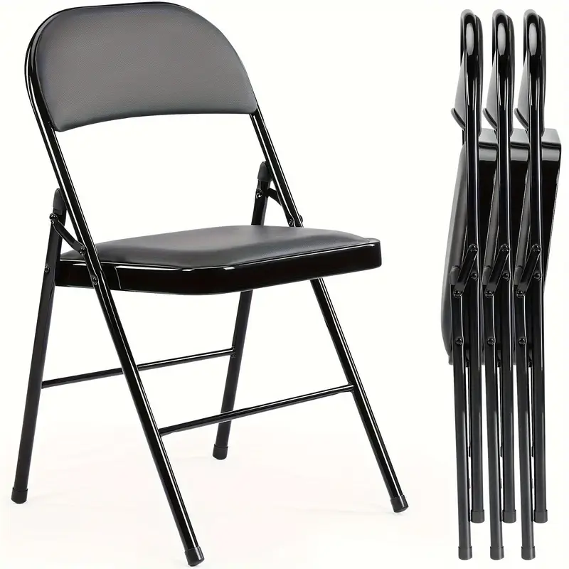 8 Pack Folding Chairs with Padded Cushion and Back, Padded Folding Chairs for Home and Office, Indoor and Outdoor Events